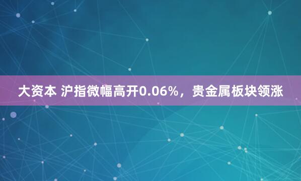 大资本 沪指微幅高开0.06%，贵金属板块领涨